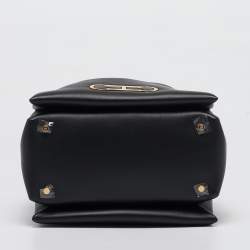 Pre Owned CH Carolina Herrera Black Leather Medium Initials Insignia Soft Bucket Bag 