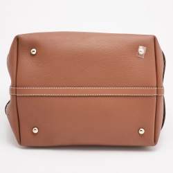 Pre Owned CH Carolina Herrera Brown Leather Medium Matryoshka Locked Shoulder Bag