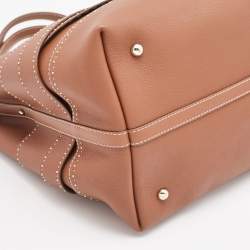 Pre Owned CH Carolina Herrera Brown Leather Medium Matryoshka Locked Shoulder Bag