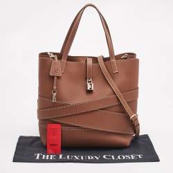 Pre Owned CH Carolina Herrera Brown Leather Medium Matryoshka Locked Shoulder Bag