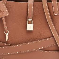 Pre Owned CH Carolina Herrera Brown Leather Medium Matryoshka Locked Shoulder Bag