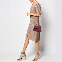 Pre Owned CH Carolina Herrera Burgundy Leather Mini Doma Insignia Satchel