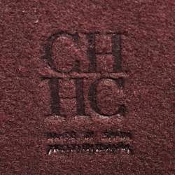 Pre Owned CH Carolina Herrera Burgundy Leather Mini Doma Insignia Satchel