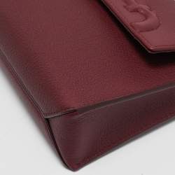 Pre Owned CH Carolina Herrera Burgundy Leather Mini Doma Insignia Satchel