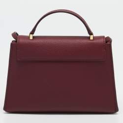 Pre Owned CH Carolina Herrera Burgundy Leather Mini Doma Insignia Satchel