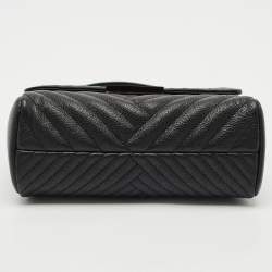 مملوكة مسبقًا CH Carolina Herrera Black/Green Chevron Leather Flap Top Handle Bag