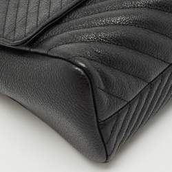 مملوكة مسبقًا CH Carolina Herrera Black/Green Chevron Leather Flap Top Handle Bag