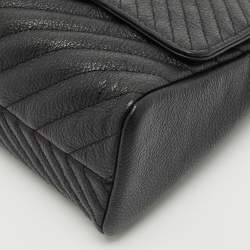 مملوكة مسبقًا CH Carolina Herrera Black/Green Chevron Leather Flap Top Handle Bag