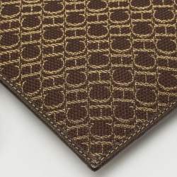 CH Carolina Herrera Brown Monogram Canvas and Leather Zip Pouch