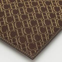 CH Carolina Herrera Brown Monogram Canvas and Leather Zip Pouch