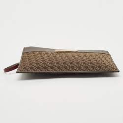 CH Carolina Herrera Brown Monogram Canvas and Leather Zip Pouch