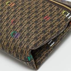 مملوكة مسبقًا CH Carolina Herrera Inro Dark Brown/Multicolor Signature Coated Canvas Crossbody Bag