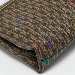 مملوكة مسبقًا CH Carolina Herrera Inro Dark Brown/Multicolor Signature Coated Canvas Crossbody Bag