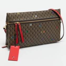 مملوكة مسبقًا CH Carolina Herrera Inro Dark Brown/Multicolor Signature Coated Canvas Crossbody Bag