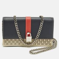 Pre Owned CH Carolina Herrera Multicolor Monogram Coated Canvas and Leather Wallet On Chain