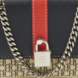 Pre Owned محفظة سلسلة على جلد وقماش مطلي متعدد الألوان بشعار من كارولينا هيريرا سي أتش