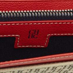 Pre Owned محفظة سلسلة على جلد وقماش مطلي متعدد الألوان بشعار من كارولينا هيريرا سي أتش