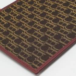 مملوكة مسبقًا CH Carolina Herrera Continental Brown/Burgundy Monogram Canvas and Leather Pouch