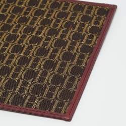 مملوكة مسبقًا CH Carolina Herrera Continental Brown/Burgundy Monogram Canvas and Leather Pouch