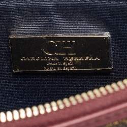 مملوكة مسبقًا CH Carolina Herrera Continental Brown/Burgundy Monogram Canvas and Leather Pouch