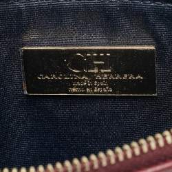 Pre Owned حقيبة كارولينا هيريرا مسطحة وشاح قماش بني وجلد مونوغرام