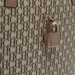 Pre Owned Carolina Herrera Beige/Pink  Monogram Coated Canvas and Leather Matryoshka Padlock Tote