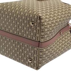 Pre Owned Carolina Herrera Beige/Pink  Monogram Coated Canvas and Leather Matryoshka Padlock Tote