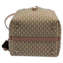 Pre Owned Carolina Herrera Beige/Pink  Monogram Coated Canvas and Leather Matryoshka Padlock Tote