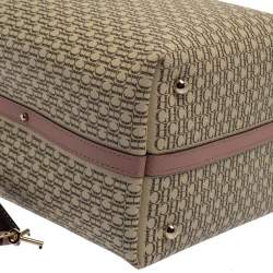 Pre Owned Carolina Herrera Beige/Pink  Monogram Coated Canvas and Leather Matryoshka Padlock Tote