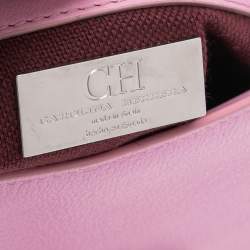 Pre Owned CH Carolina Herrera Pink Leather Initial Insignia Shoulder Bag