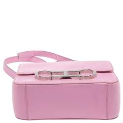 Pre Owned CH Carolina Herrera Pink Leather Initial Insignia Shoulder Bag