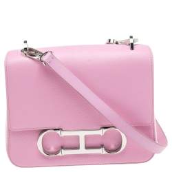 Pre Owned CH Carolina Herrera Pink Leather Initial Insignia Shoulder Bag