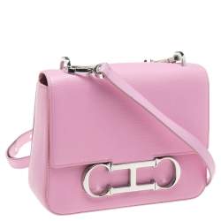 Pre Owned CH Carolina Herrera Pink Leather Initial Insignia Shoulder Bag