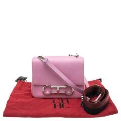 Pre Owned CH Carolina Herrera Pink Leather Initial Insignia Shoulder Bag