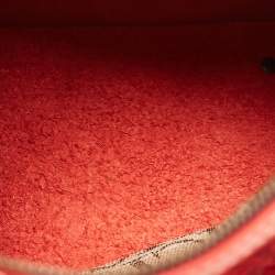 Pre Owned CH Carolina Herrera Red Monogram Leather Andy Boston Bag
