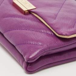 Pre Owned CH Carolina Herrera Purple Quilted Leather Flap Chain Bag