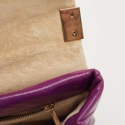 Pre Owned CH Carolina Herrera Purple Quilted Leather Flap Chain Bag