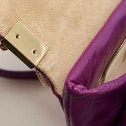Pre Owned CH Carolina Herrera Purple Quilted Leather Flap Chain Bag