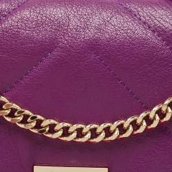 Pre Owned CH Carolina Herrera Purple Quilted Leather Flap Chain Bag