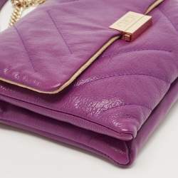 Pre Owned CH Carolina Herrera Purple Quilted Leather Flap Chain Bag