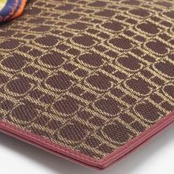 Pre Owned CH Carolina Herrera Burgundy/Brown Monogram Canvas Continental Pouch