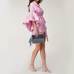 مملوكة مسبقًا CH Carolina Herrera Blue Monogram Canvas Zip Pouch