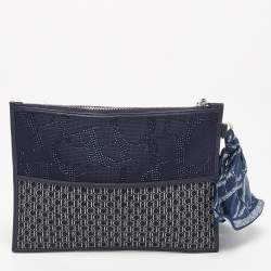 مملوكة مسبقًا CH Carolina Herrera Blue Monogram Canvas Zip Pouch