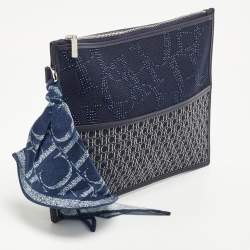 مملوكة مسبقًا CH Carolina Herrera Blue Monogram Canvas Zip Pouch