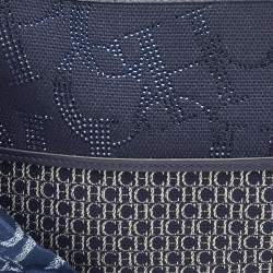 مملوكة مسبقًا CH Carolina Herrera Blue Monogram Canvas Zip Pouch