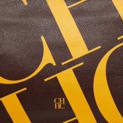 Pre Owned CH Carolina Herrera Brown/Yellow Monogram Coated Canvas Wristlet Clutch