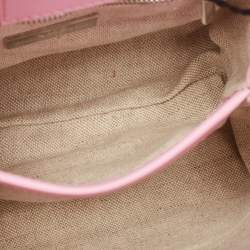 Pre Owned CH Carolina Herrera Pink Beaded Fabric Small Duchess Tote