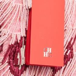 Pre Owned CH Carolina Herrera Pink Beaded Fabric Small Duchess Tote