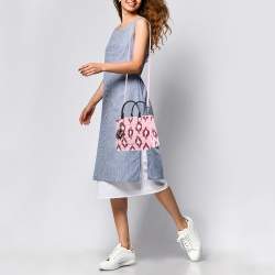 Pre Owned CH Carolina Herrera Pink Beaded Fabric Small Duchess Tote