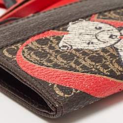 Pre Owned CH Carolina Herrera Multicolor Monogram Coated Canvas and Leather Zip Card Case